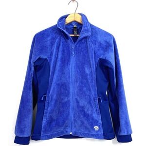 MOUNTAIN HARDWEAR Fleece Jacket Womens XS Blue Plush Fuzzy Zip Up Monkey‎ Hiking